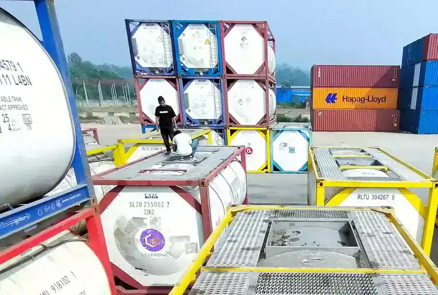 ISO tank units positioned at a Chittagong yard